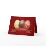 Easter Eggs Gold Decorated - Red Card