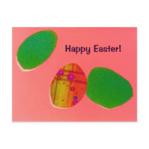 Easter Eggs Green and Pink Postcard