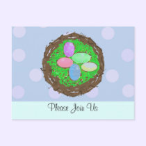 Easter Eggs in a Twig Nest Invitation postcards