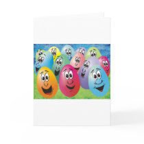 Easter Eggs with Faces Greeting Cards