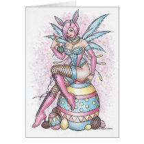 easter, chocolate, candy, egg, bunny, rabbit, playboy, carrot, pastel, pinup, fairy, elf, fae, faeries, gothic, goth, woman, sexy, wings, painting, illustration, anime, manga, fantasy, art, zerick, delphine, levesque, demers, Card with custom graphic design