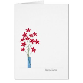 Easter Flower Cards, Cute Red Flowers In A Vase
