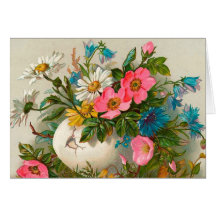 Easter Flowers Vintage Floral Art Greeting Cards