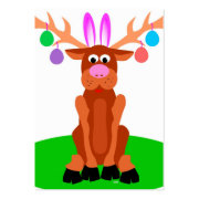 Easter Gift Tags Moose with rabbit ears and eggs on antlers
