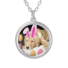 Easter Golden Retriever Puppy Custom Necklace
