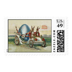 Easter Greetings Car With Rabbits Stamp