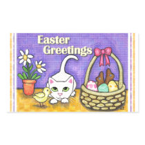 Easter Greetings Cat & Chick Cute Sticker