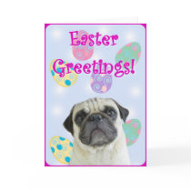 Easter Greetings pug Cards