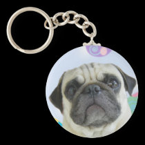 Easter Greetings pug Keychain