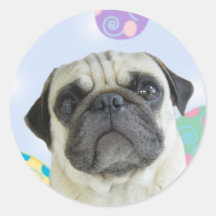 Easter Greetings pug Round Sticker