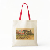 Easter Greetings With Egg Train Canvas Bags