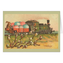 Easter Greetings With Egg Train Greeting Cards