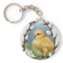 Easter Greetings Yellow Chick Keychains