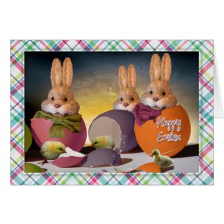 Easter - "Happy Easter" - Bunnies & Chics Greeting Card