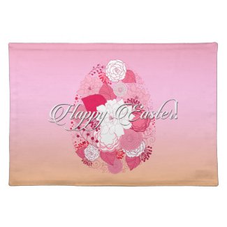 Easter - "Happy Easter" Floral Egg Cloth Place Mat