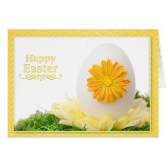 Easter - "Happy Easter" Flower/Egg - Customize Greeting Card