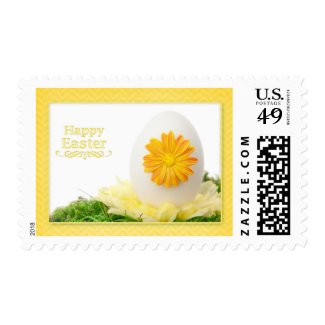 Easter - "Happy Easter" Flower/Egg - Customize Postage Stamp