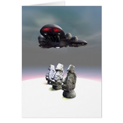 Easter Island Heads and UFO Card by MDKgraphics