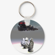 Easter Island Heads and UFO Keychain by MDKgraphics Easter Island Heads and UFO Keychain