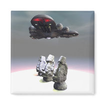 Easter Island Heads and UFO Magnet