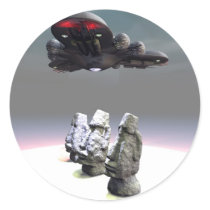Easter Island Heads and UFO Sticker