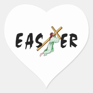 Easter Jesus Cross Heart Stickers