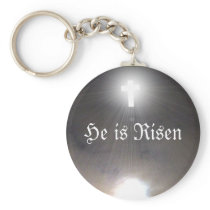 Easter Key Chain He is Risen Light Stream Cross