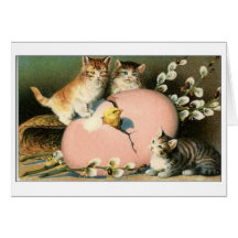 Easter Kittens!  Victorian Kittens Easter Card