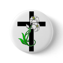 Easter Lilies and Cross buttons by springflowers Easter Lilies and Cross buttons
