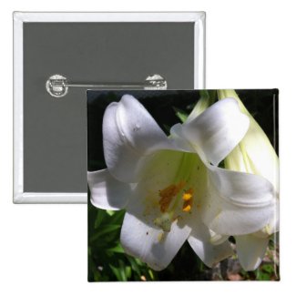 Easter Lily White 2 Inch Square Button