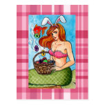 Easter mermaid and her little helper post card