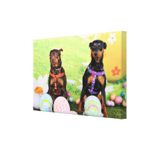 Easter - Min Pin - Zena and Gidget Gallery Wrap Canvas
