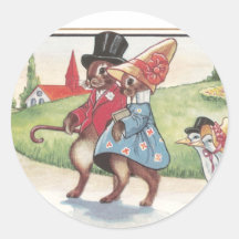 Easter Parade of Rabbits and Ducks Sticker