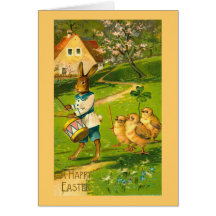 Easter Parade With Rabbit and Chicks Cards