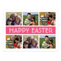 Easter  Personalized Photo Collage Postcard | Pink