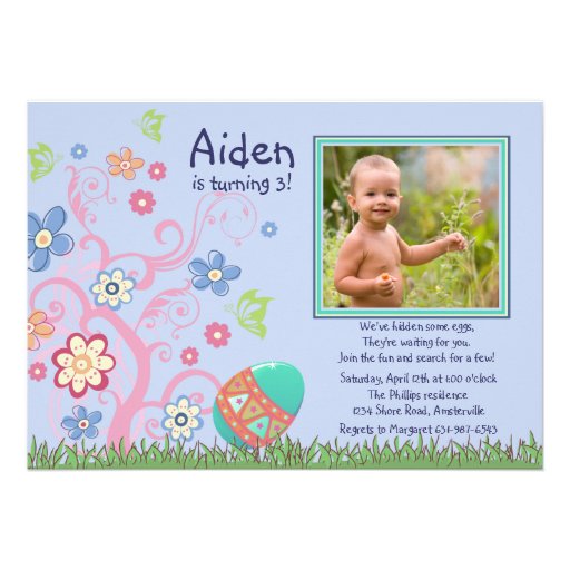 Easter Photo Birthday Party Invitation (front side)