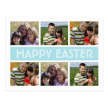 Easter Photo Collage Postcard Template | Blue