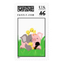 Easter pig and chicks postage stamp