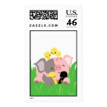 Easter pig and chicks postage stamp