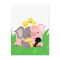 Easter pig and chicks postcard by Lioness_Graphics Easter pig and chicks postcard