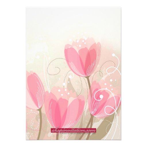 Easter Pink Tulips Flowers Flat Card Personalized Announcements