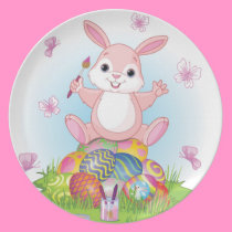 Easter plate : rabbit with eggs plates