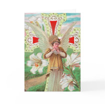Easter ~ Praying Angel Cross & Lilies Card