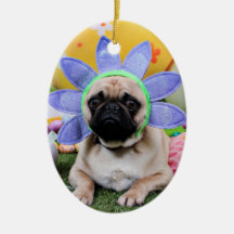 Easter - Pug - Louie Christmas Ornament