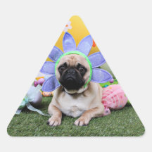 Easter - Pug - Louie Triangle Stickers