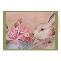 Easter Rabbit and Roses Card