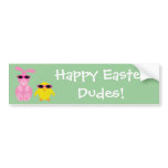 Easter Rabbit &amp; Chick With Sunglasses Bumper Stickers