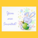 Easter Rabbit Egg and Flowers Invitation invitations