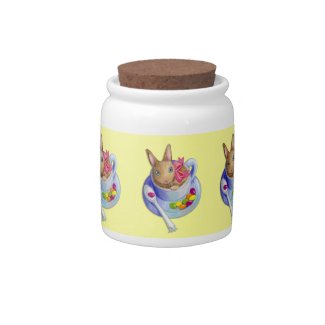 Easter Rabbit in Tea Cup Candy Jars