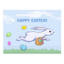 Easter Rabbit Run Happy Easter Postcard postcards